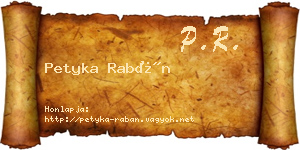 Petyka Rabán névjegykártya